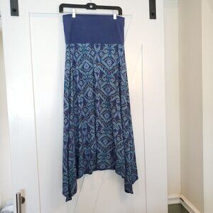 FRESH PRODUCE Blue Ikat Surfside Print Moonlight Blue Maxi Skirt, Size Small